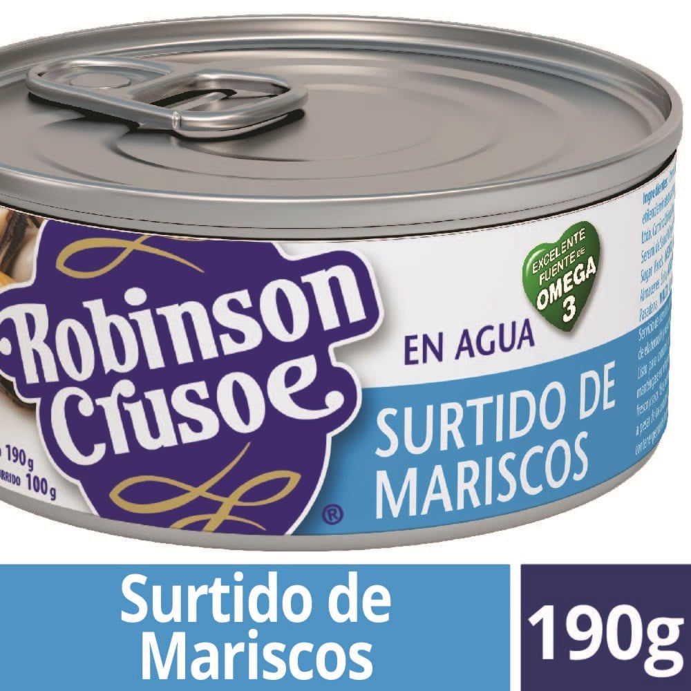 Surtido de mariscos Robinson Crusoe en agua lata 190 g
