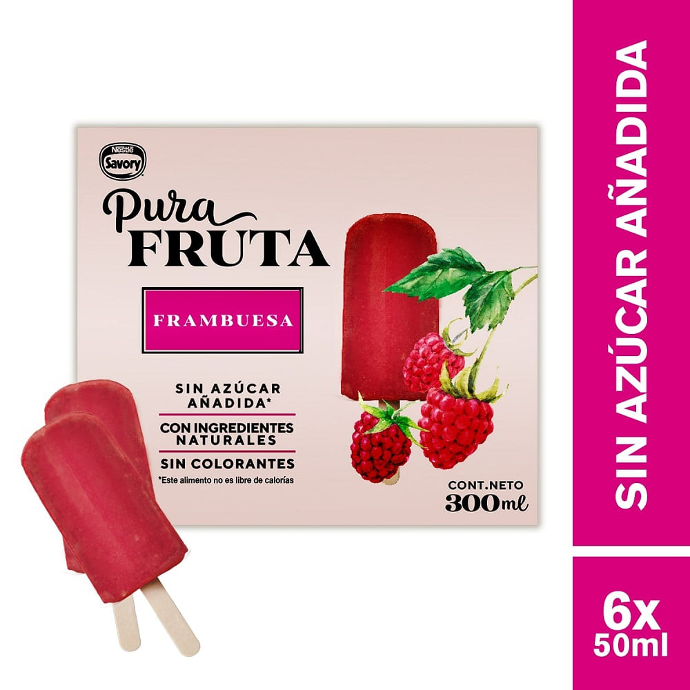 Pack Helado Savory pura fruta frambuesa multipack 6 un de 50 ml