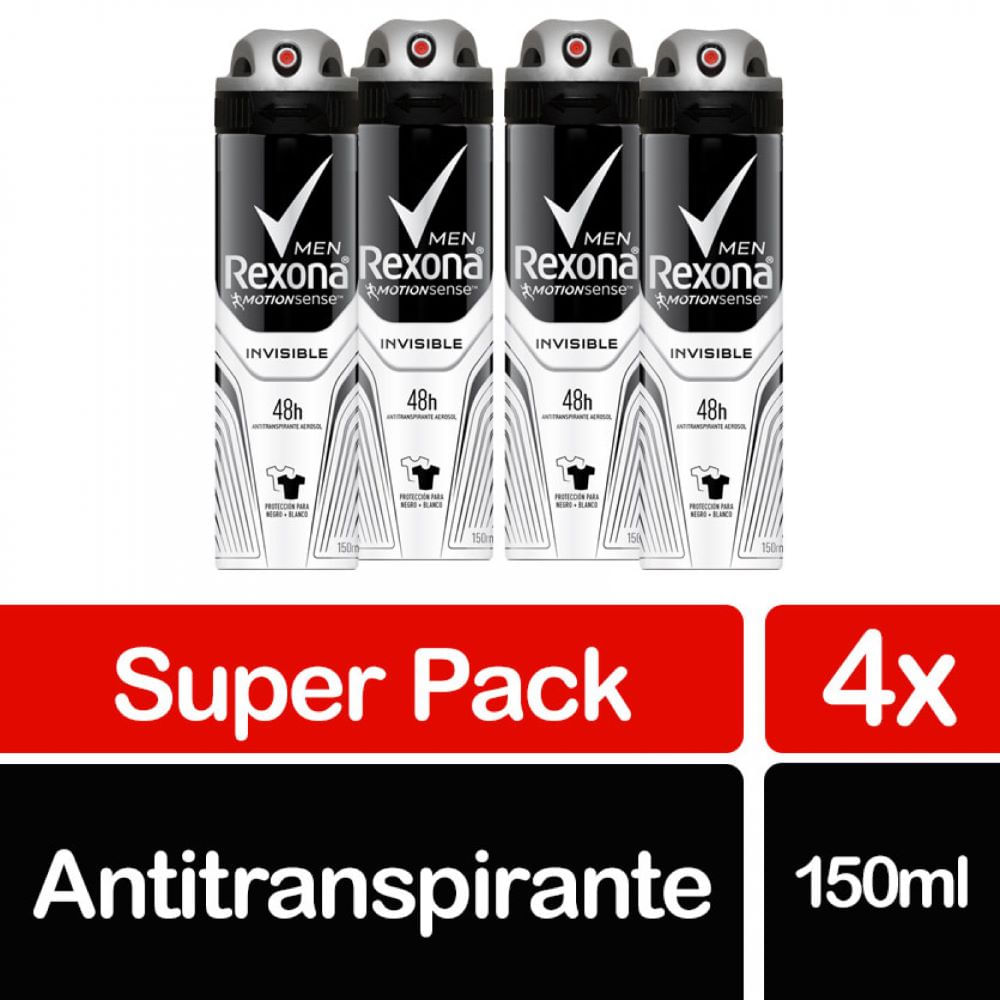 Pack desodorante antitranspirante Rexona men invisible 4 un de 150 ml