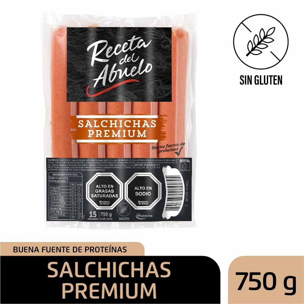 Salchicha Receta del Abuelo premium 15 un 750 g