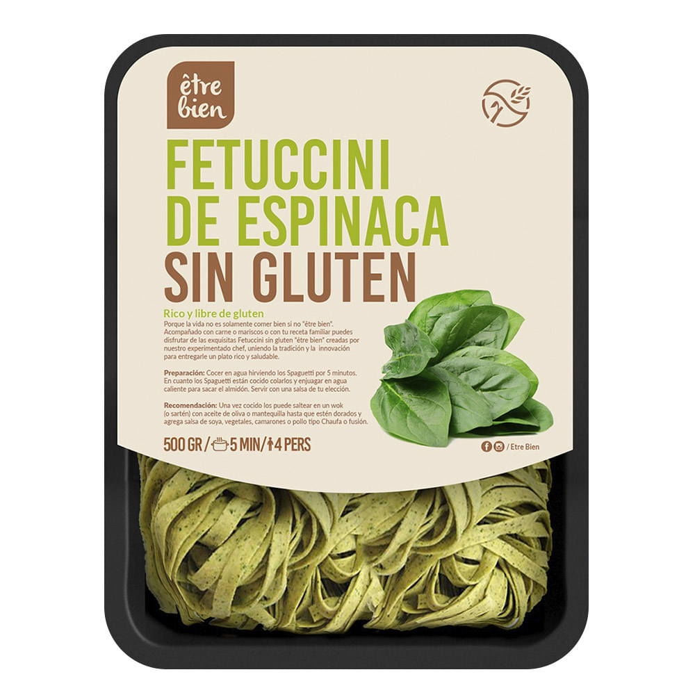 Fetuccini de espinaca sin gluten Etre Bien 400 g