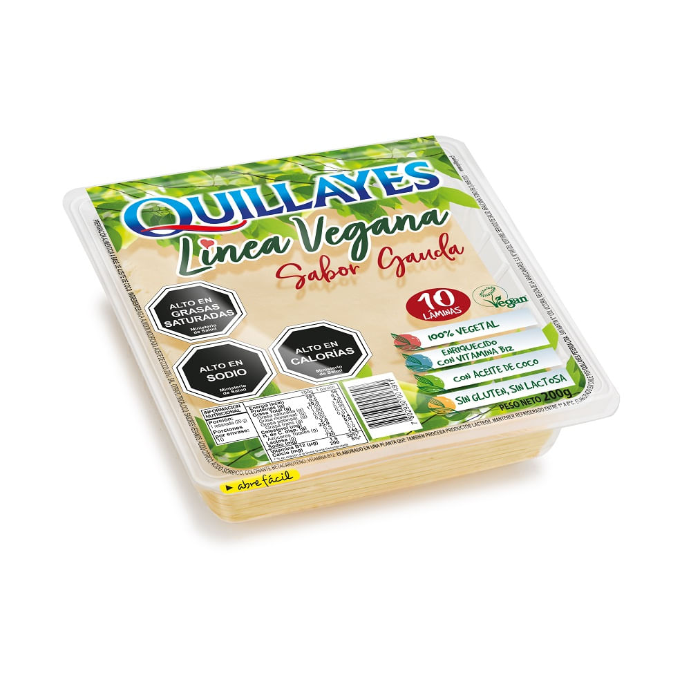 Queso Quillayes línea vegana gauda 10 láminas 200 g