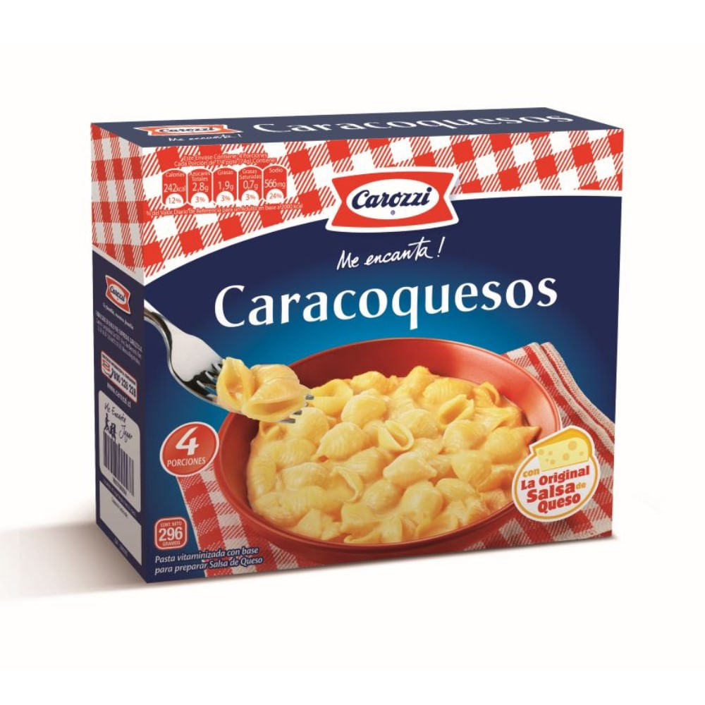 Pasta Caracoquesos Carozzi salsa queso 296 g Pasta Caracoquesos Carozzi salsa queso 296 g