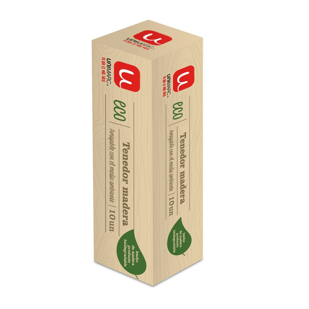 Tenedor madera Unimarc eco 10 un