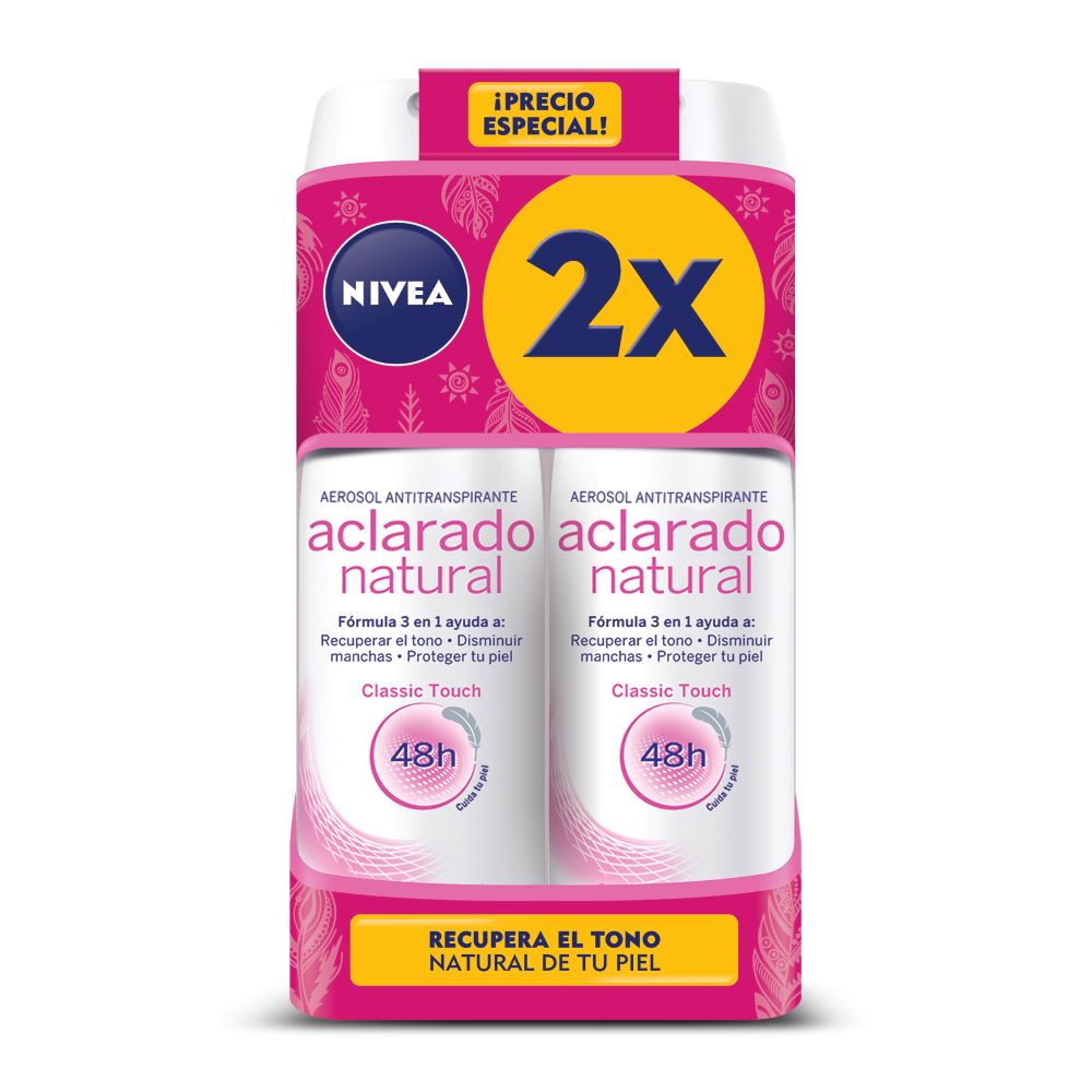 Pack Desodorante Nivea aclarado natural spray 2 un de 150 ml