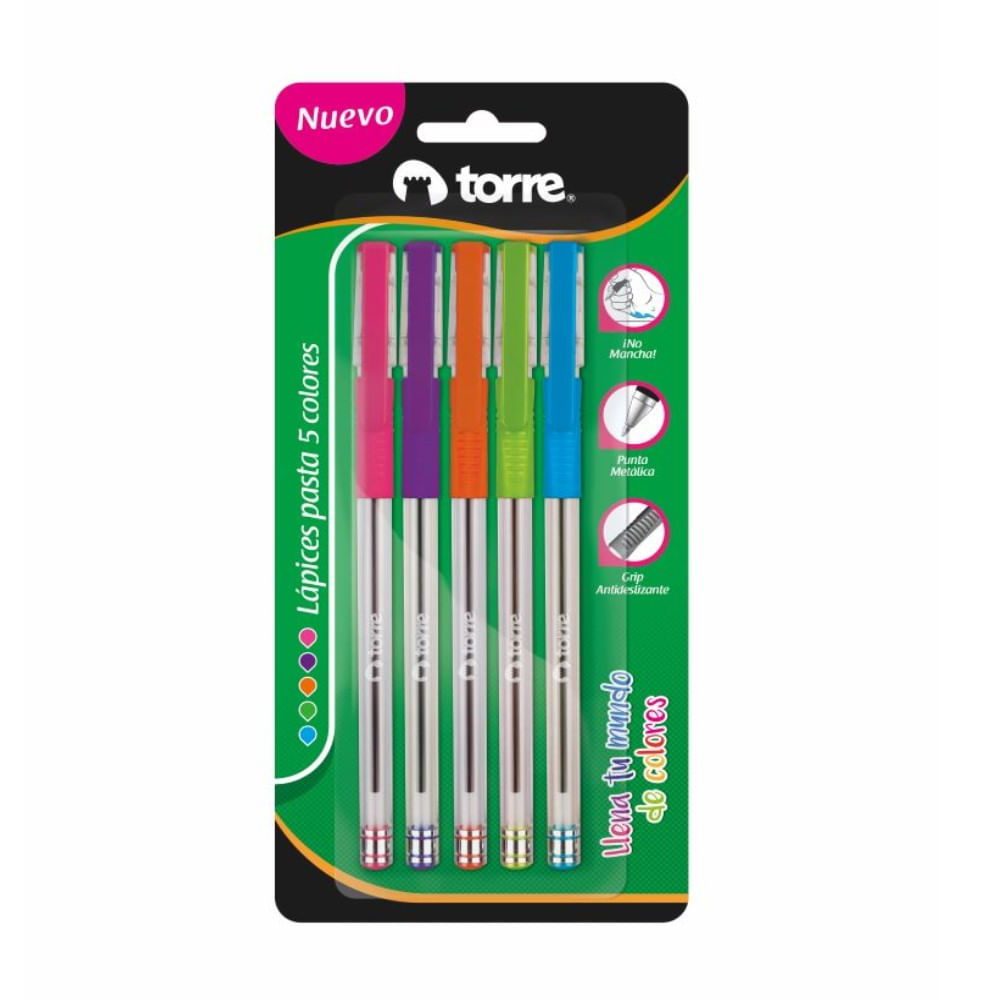 Set Lápices pasta Torre 5 colores