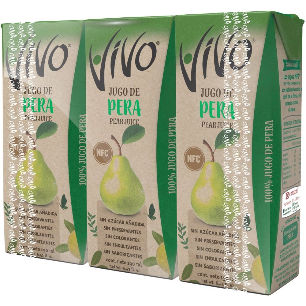 Pack Jugo Vivo 100% jugo de pera 3 un de 190 ml