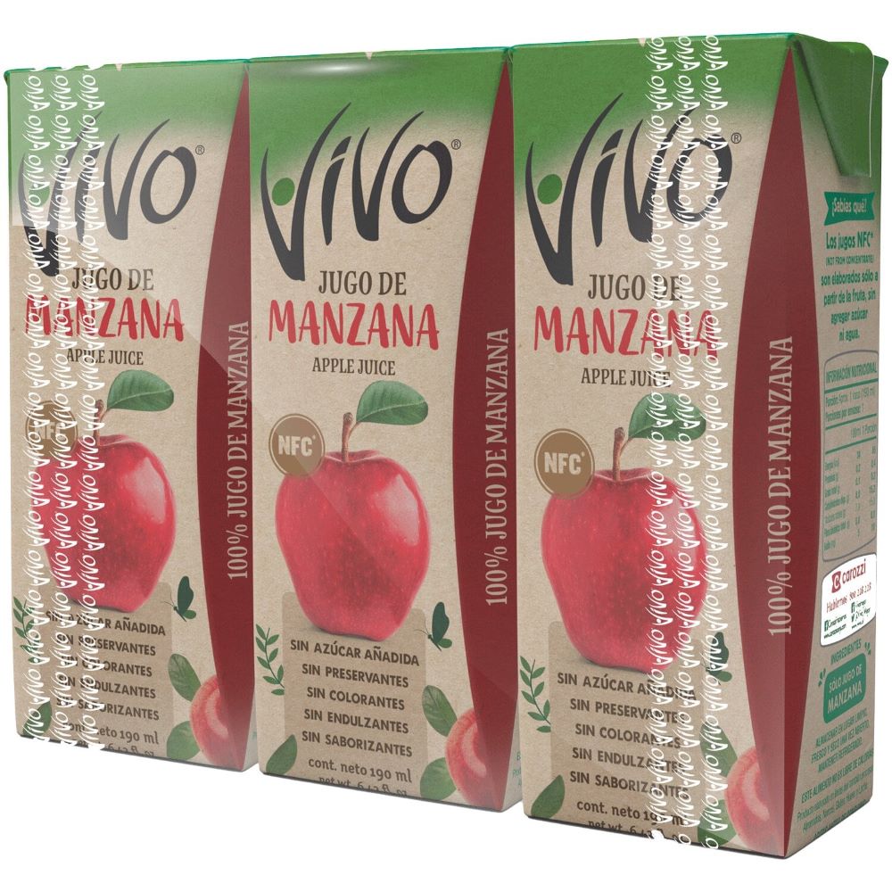 Pack Jugo Vivo 100% jugo de manzana 3 un de 190 ml
