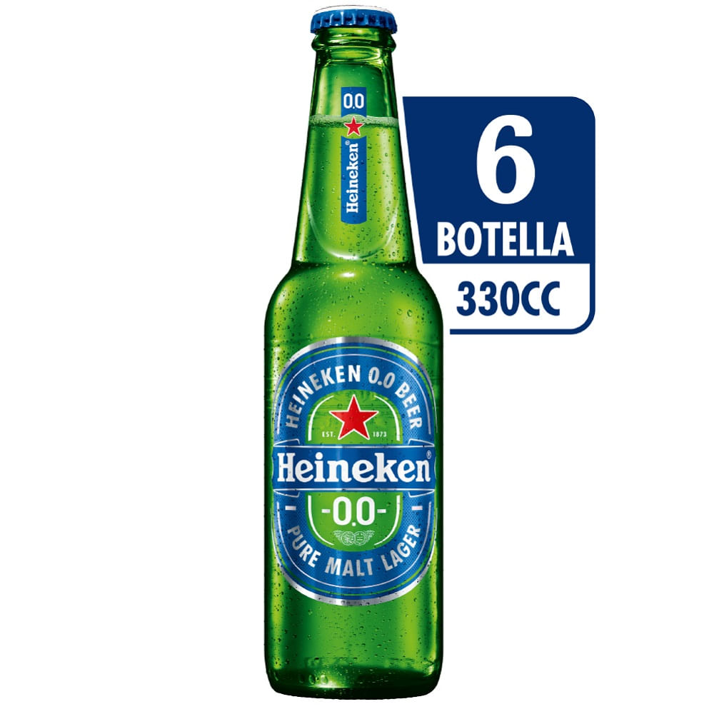 Pack Cerveza Heineken cero botella 6 un de 330 cc