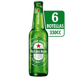 Pack Cerveza Heineken botella 6 un de 330 cc