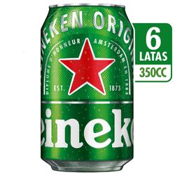 Pack Cerveza Heineken lata 6 un de 350 cc