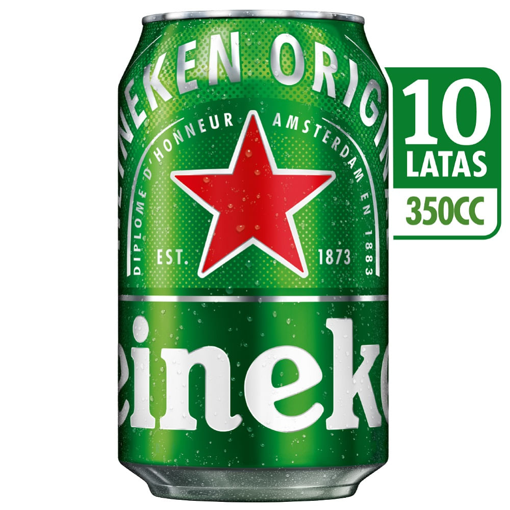 Pack Cerveza Heineken lata 10 un de 350 cc