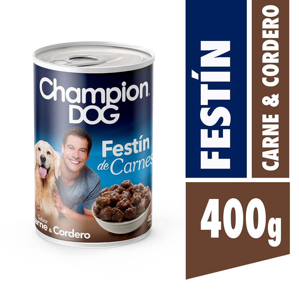 Alimento húmedo perro Champion Dog festin carne y cordero lata 400 g