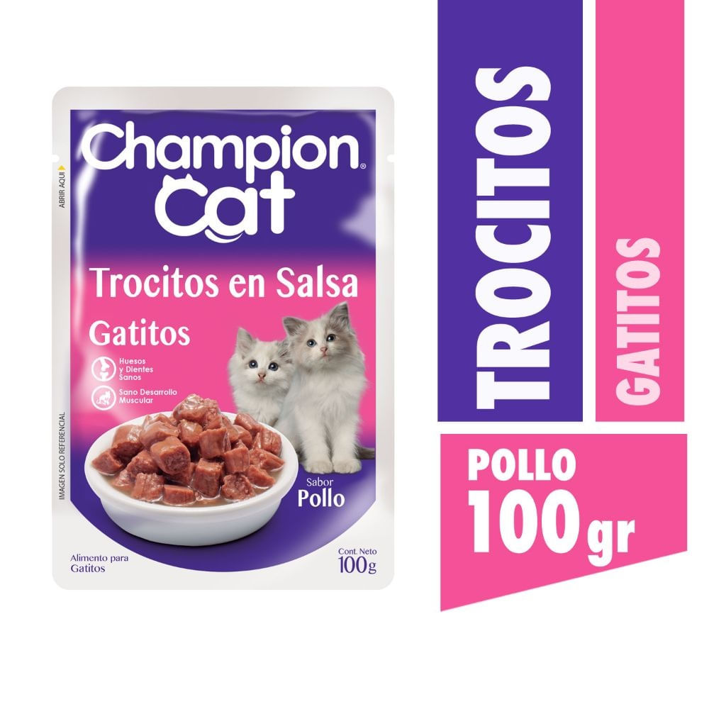 Alimento húmedo gatitos Champion Cat trocitos 100 g