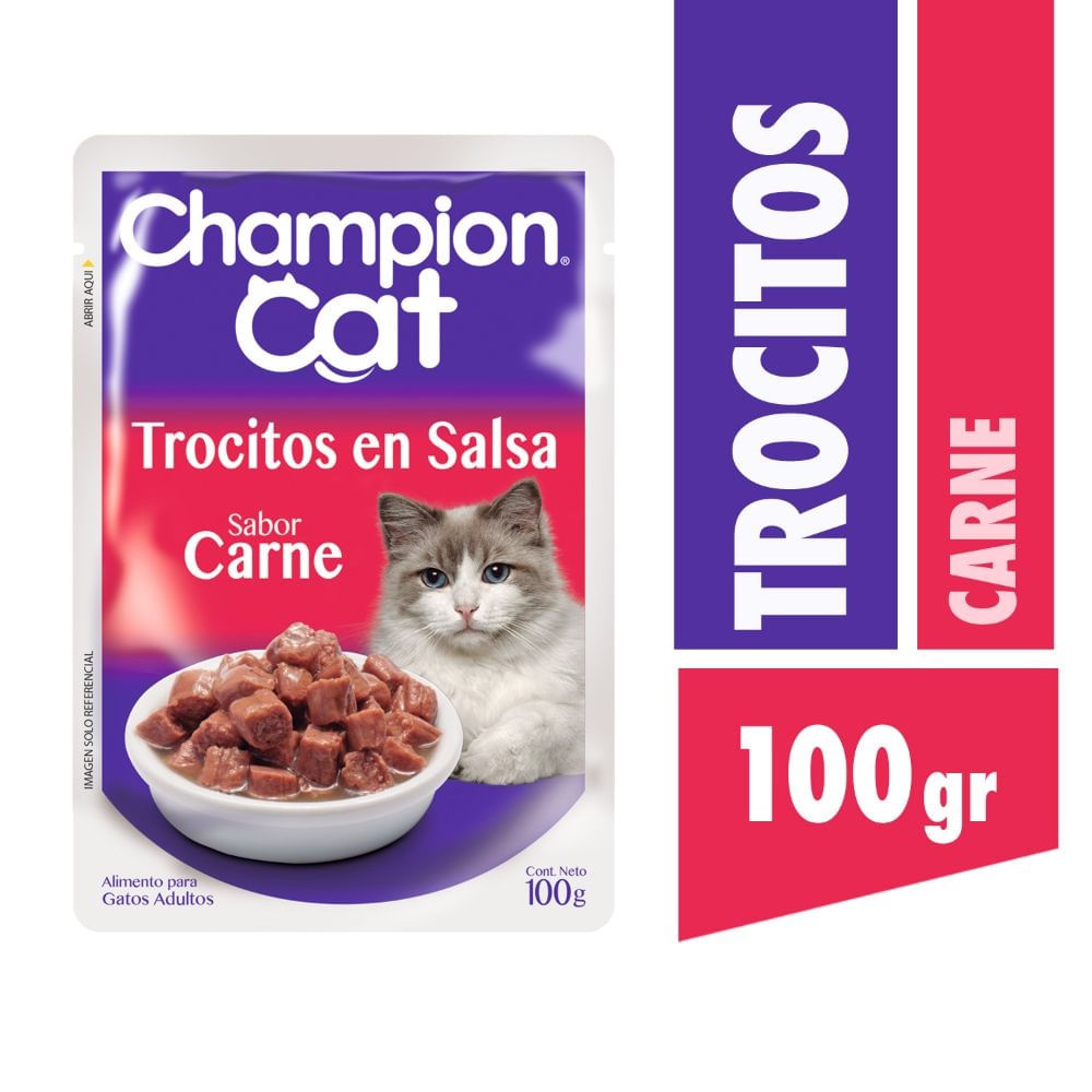 Alimento húmedo gato Champion Cat trocitos de carne 100 g