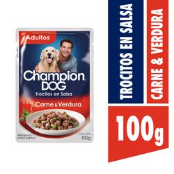 Alimento húmedo perro Champion Dog Trocitos carne y verdura100g