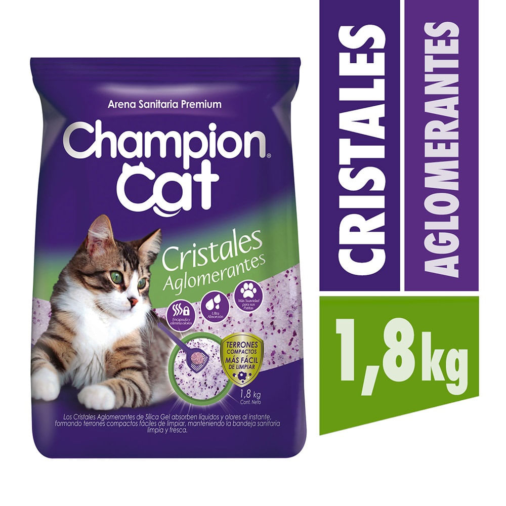 Arena sanitaria Champion Cat cristales aglomerantes 1.8 Kg