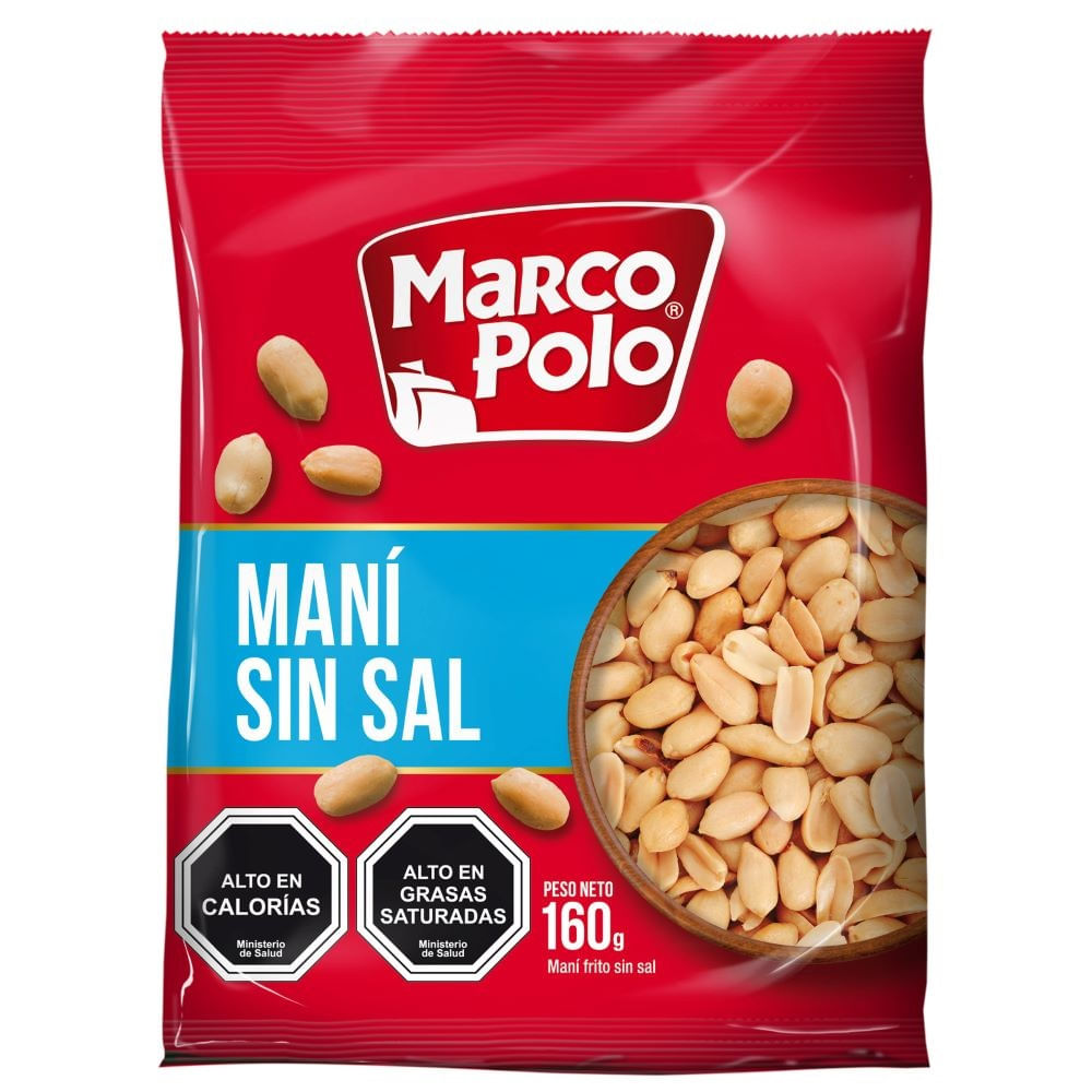 Maní tostado Marco Polo sin sal 160 g