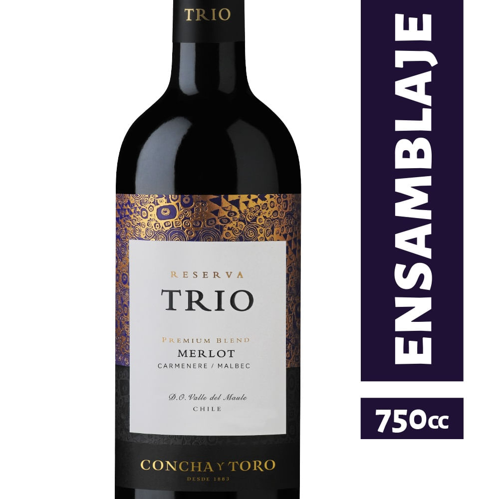 Vino Trio Concha y Toro reserva merlot 750 cc
