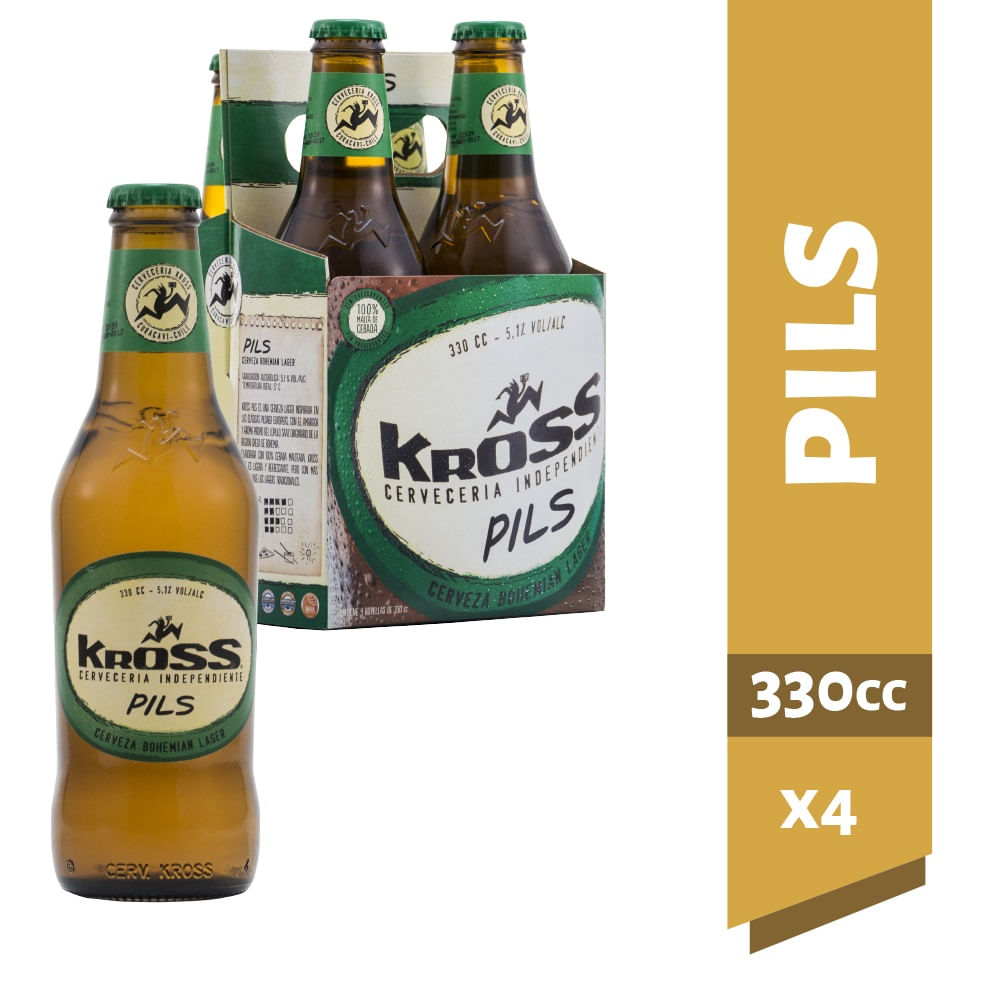 Pack Cerveza Kross pilsner botella 4 un de 330 cc