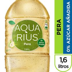Agua saborizada Aquarius pera sin azúcar botella 1.6 L