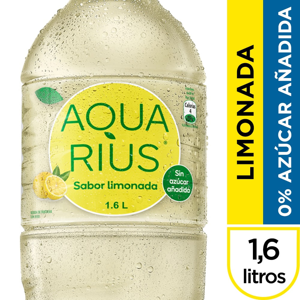 Agua saborizada Aquarius limonada sin azúcar botella 1.6 L