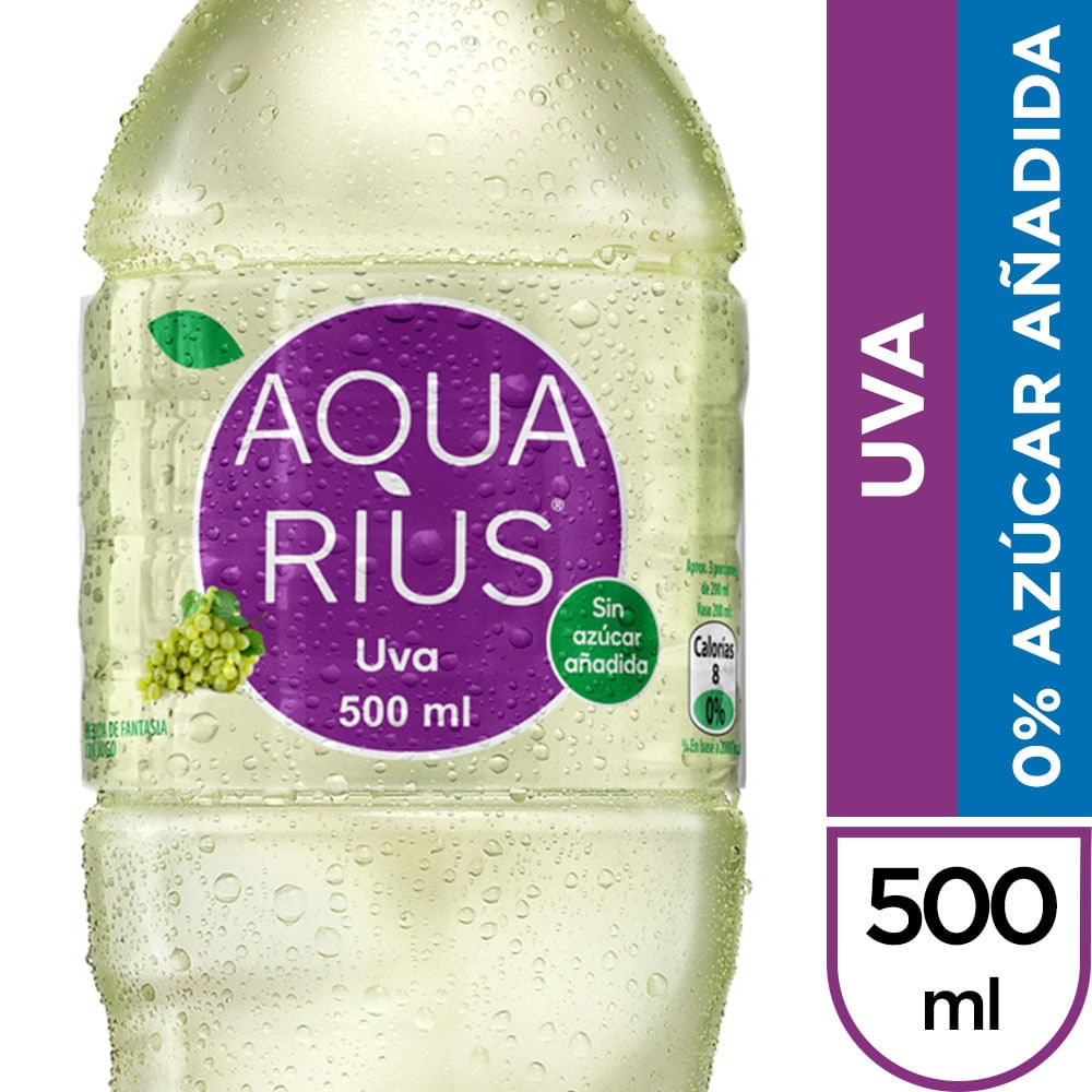 Agua saborizada Aquarius uva sin azúcar añadida botella 500 ml
