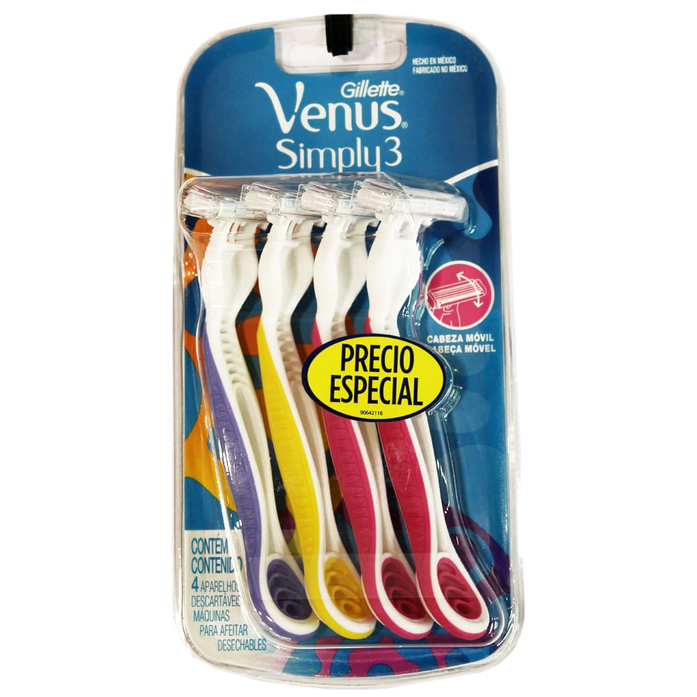 Máquina de afeitar Venus Gillette simply 4 un