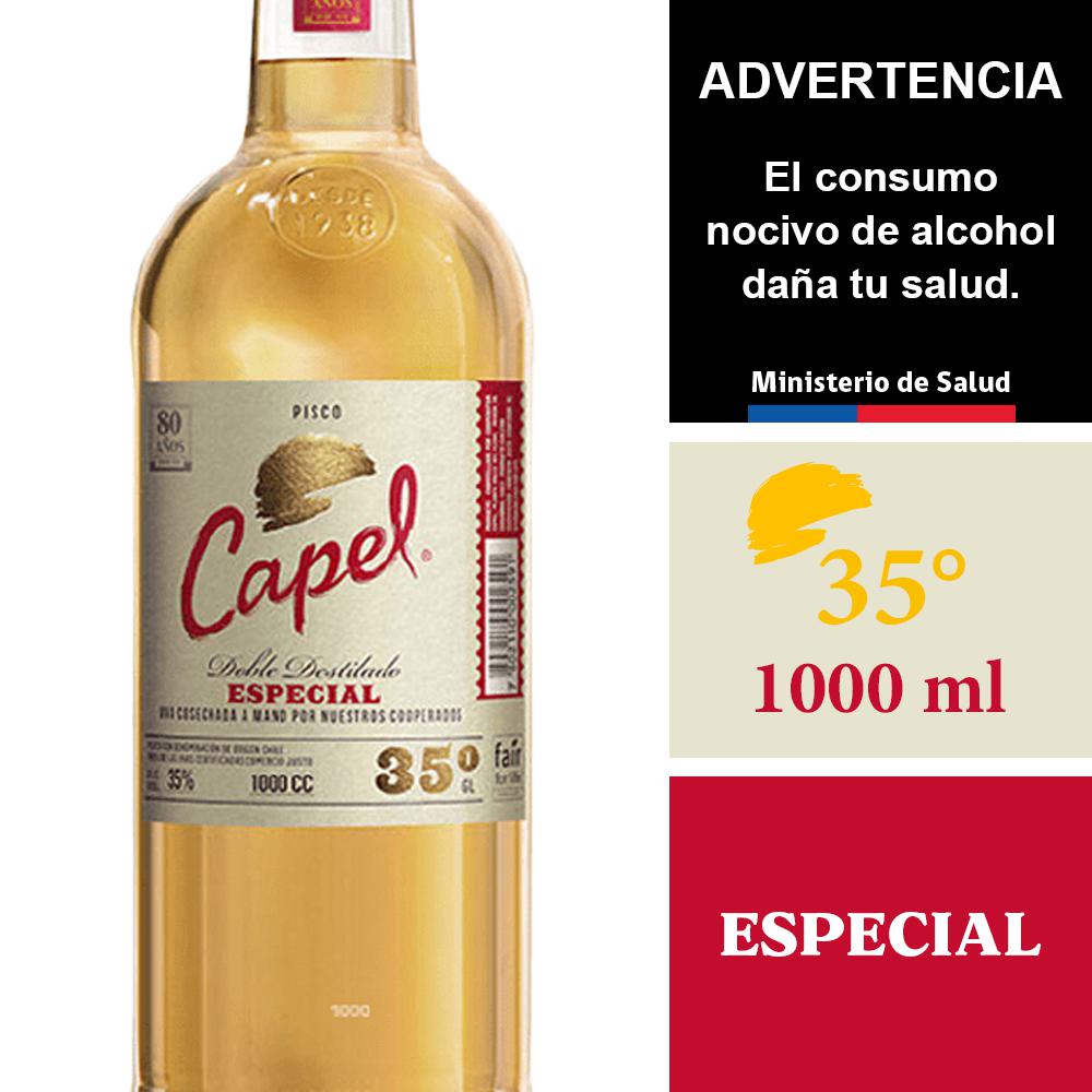 Pisco Capel especial doble destilado 35° botella 1 L Pisco Capel especial doble destilado 35° botella 1 L