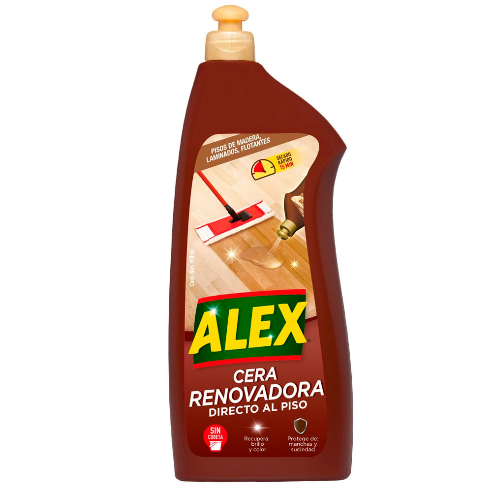 Cera Alex renovadora madera piso botella 900 ml