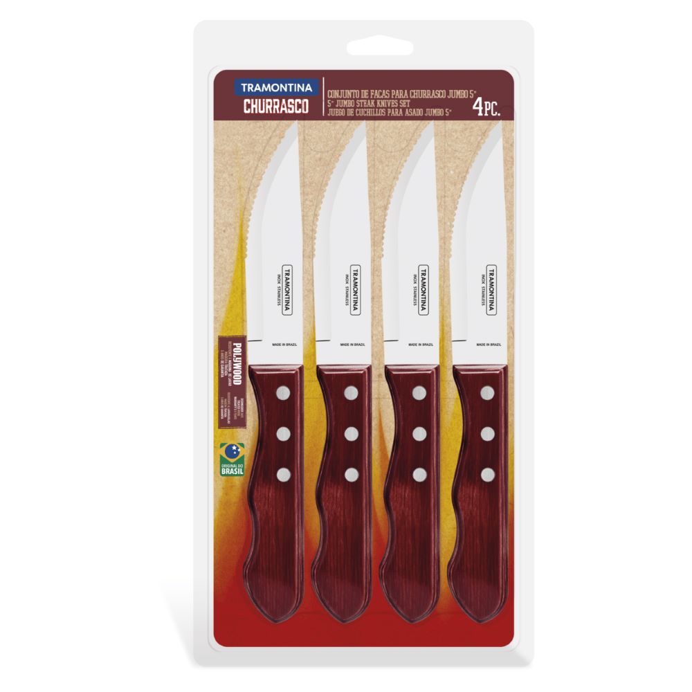 Set cuchillos steak churrasco Tramontina 4 un