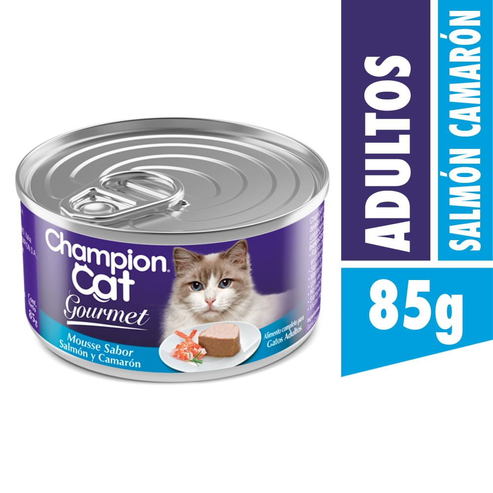 Alimento húmedo Champion Cat gourmet salmón lata 85 g
