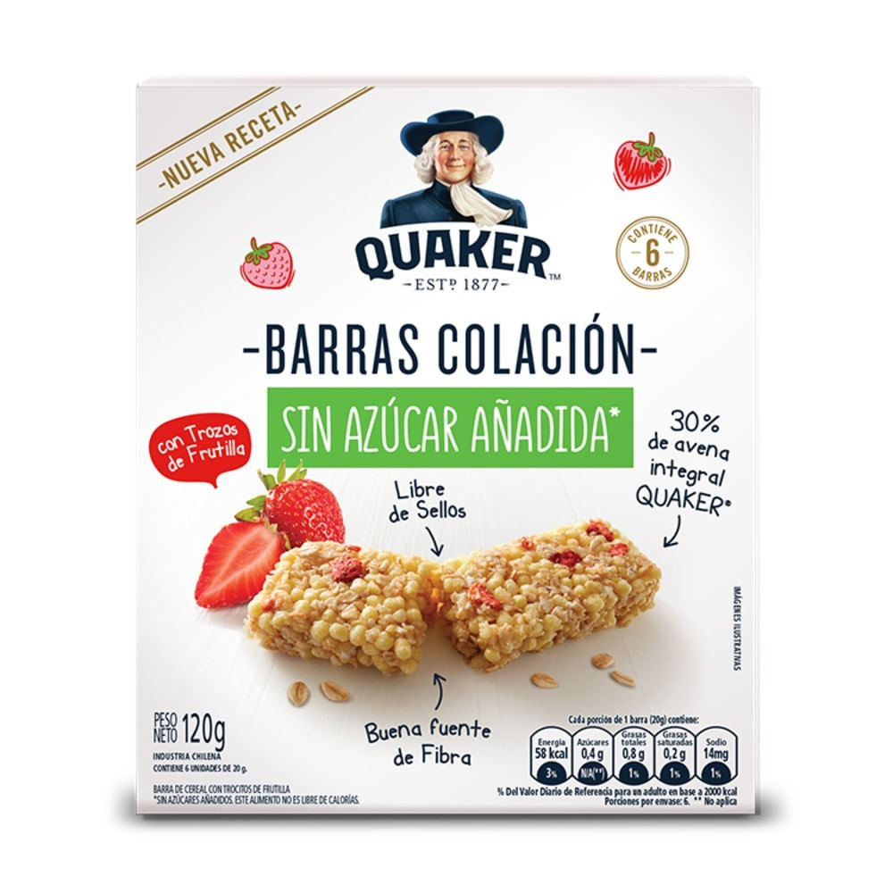 Pack Barra cereal Quaker frutilla 6 un de 20 g