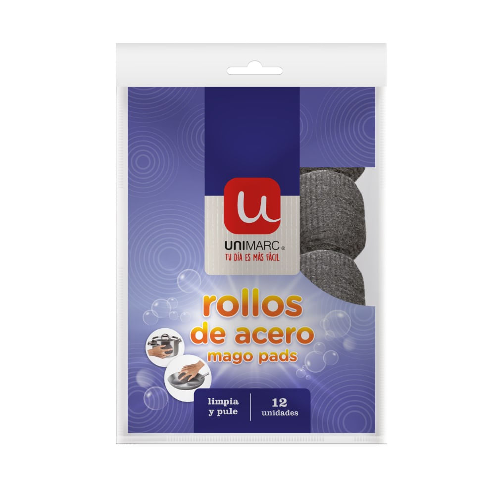 Rollo de acero Unimarc mago pads sin jabón 12 un