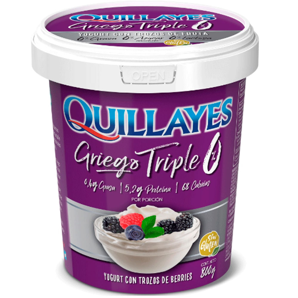 Yoghurt griego Quillayes triple 0 trozos berries 800 g