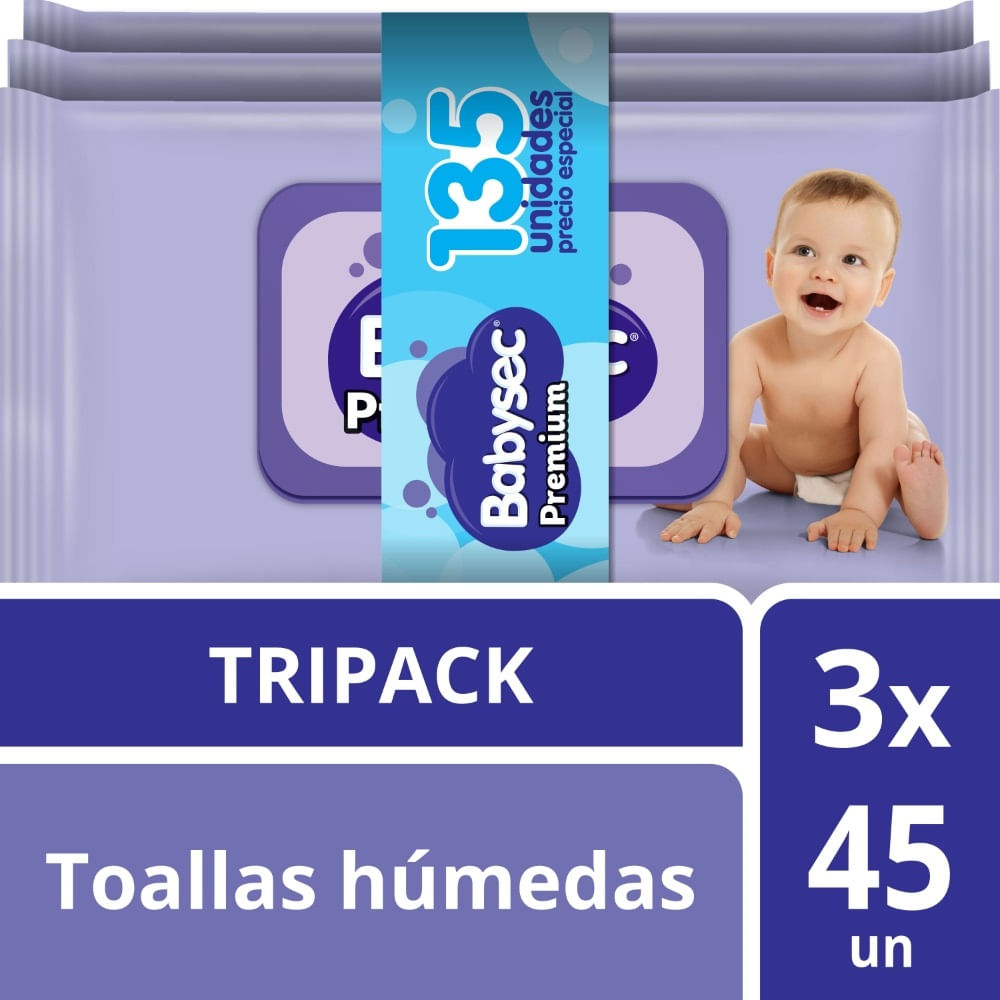 Pack Toallitas húmedas Babysec premium 3 un de 45 un