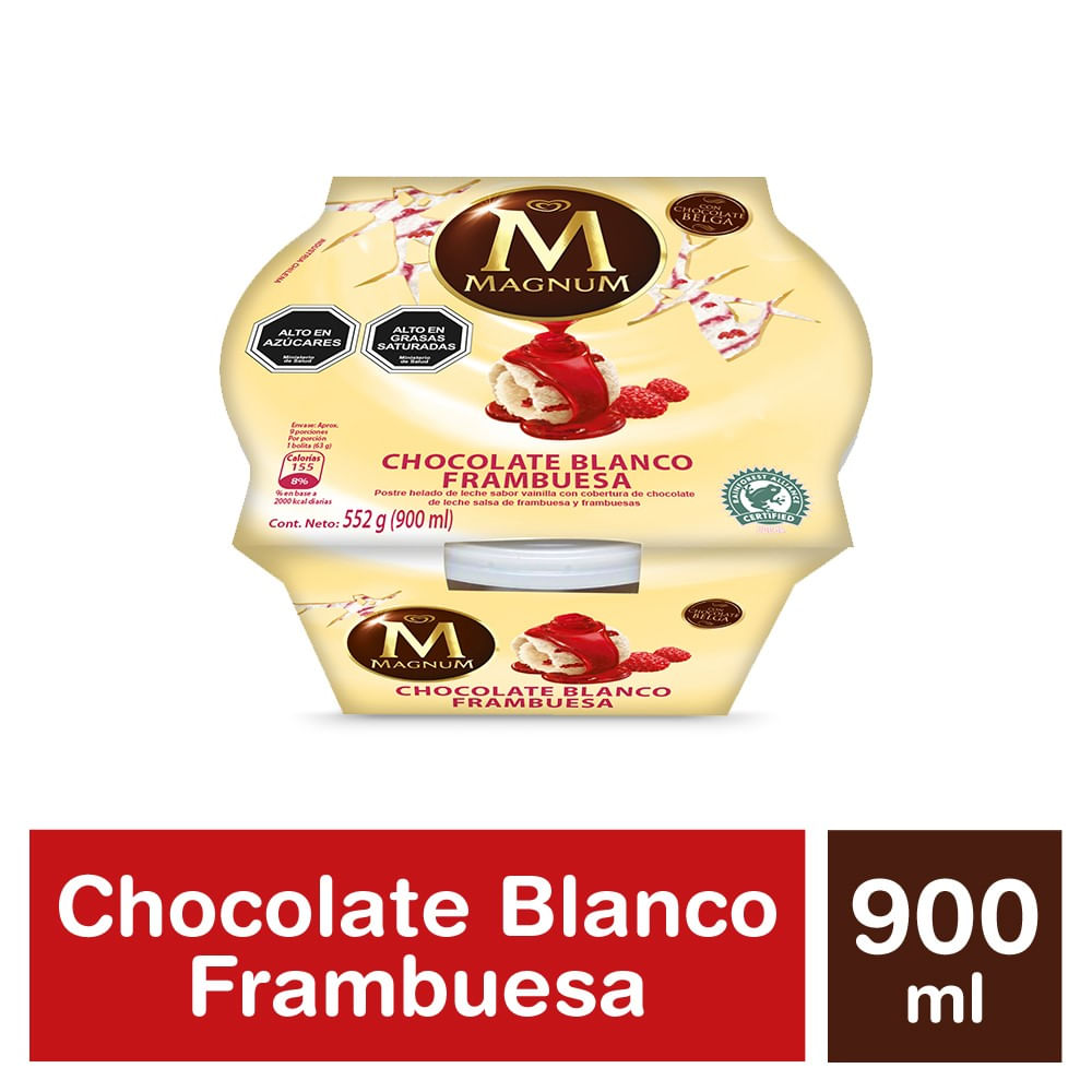 Postre helado Magnum blanco frambuesa 900 ml
