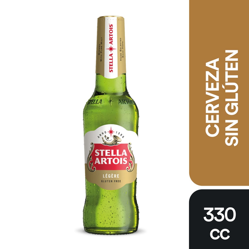 Cerveza Stella Artois sin gluten botella 330 cc