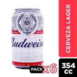 Pack Cerveza Budweiser lata 6 un de 354 cc