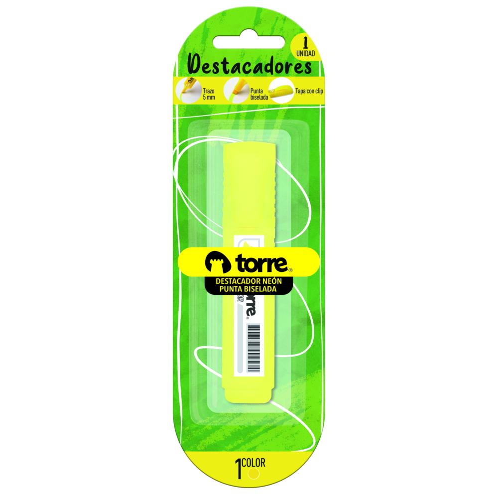 Destacador Torre biselada amarillo neón 1 un Destacador Torre biselada amarillo neón 1 un