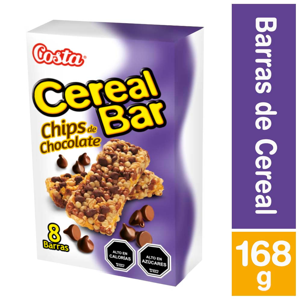 Pack barra cereal Costa Cereal Bar chips chocolate 8 un de 21 g