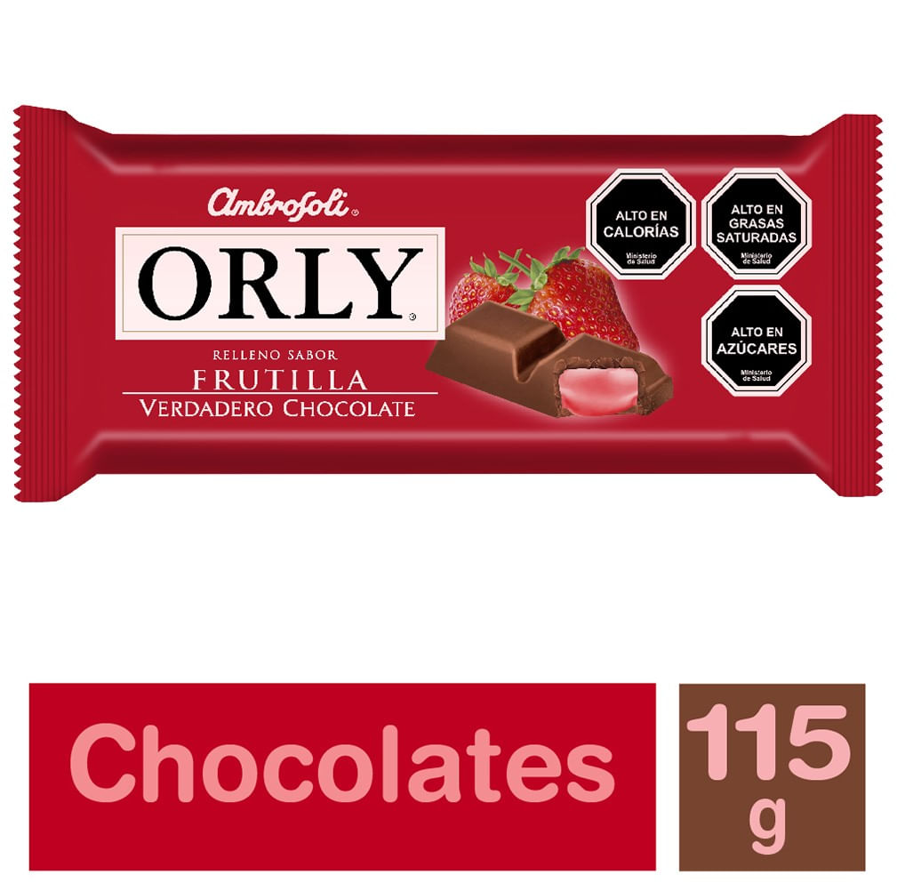 Chocolate Orly relleno frutilla 115 g