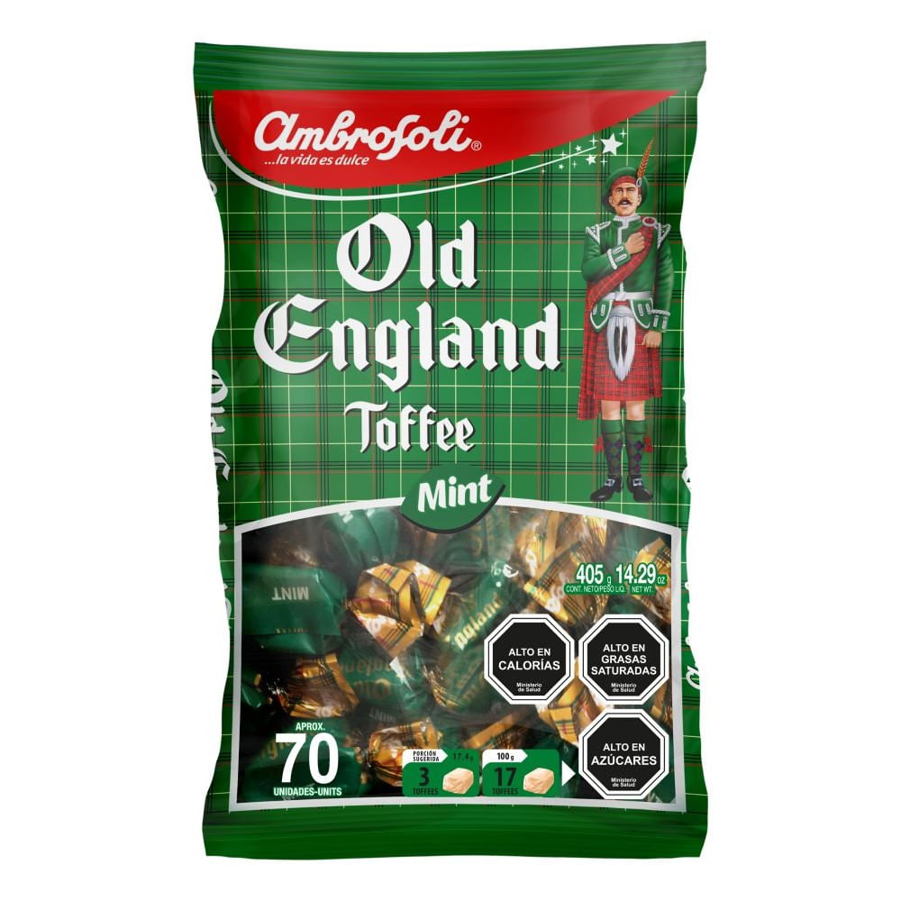 Calugas Ambrosoli old england toffee mint 70 un bolsa 405 g Calugas Ambrosoli old england toffee mint 70 un bolsa 405 g
