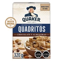 Cereal Quadritos Quaker chocolate y almendras 320 g