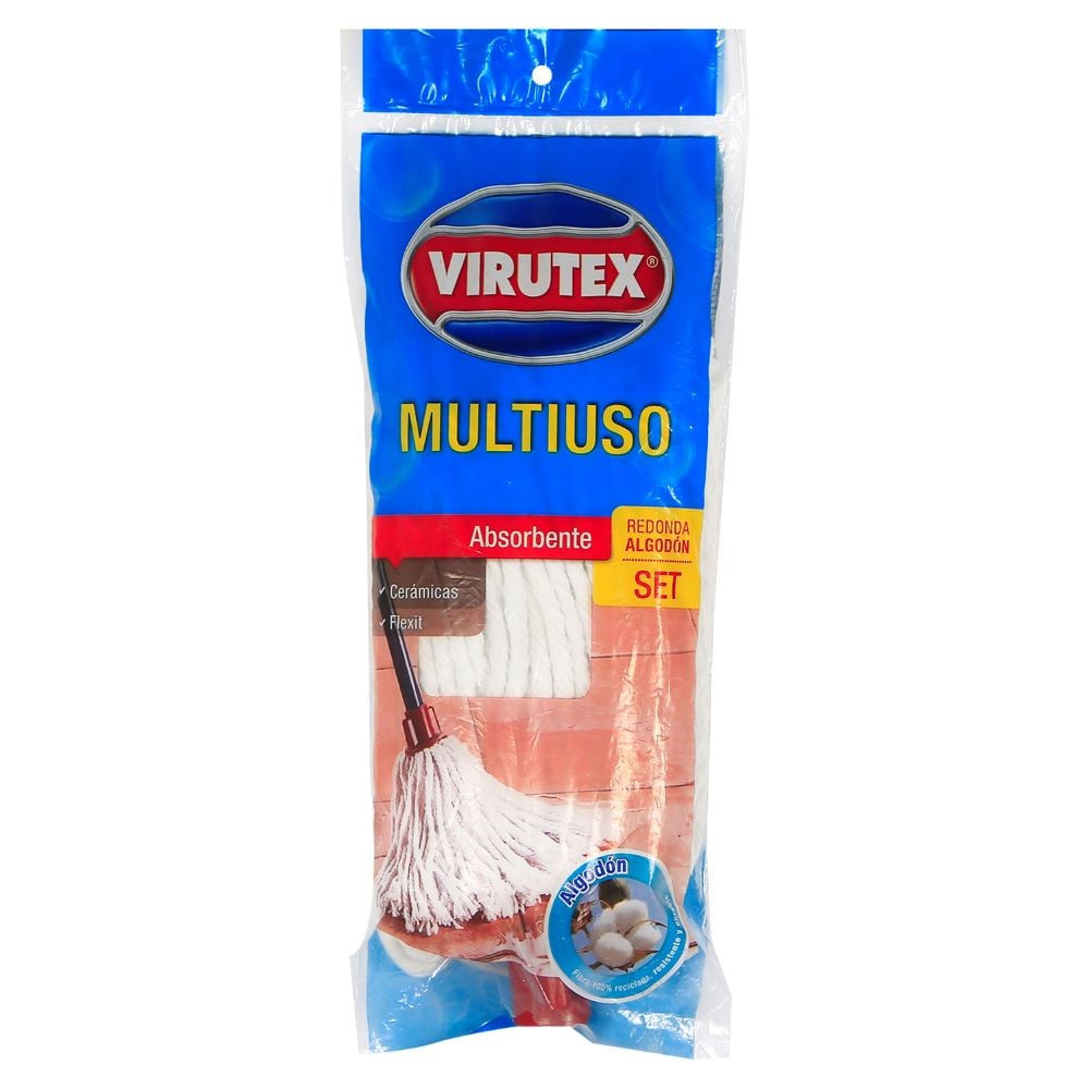 Mopa redonda Virutex algodón extra grande set con mango 1 un
