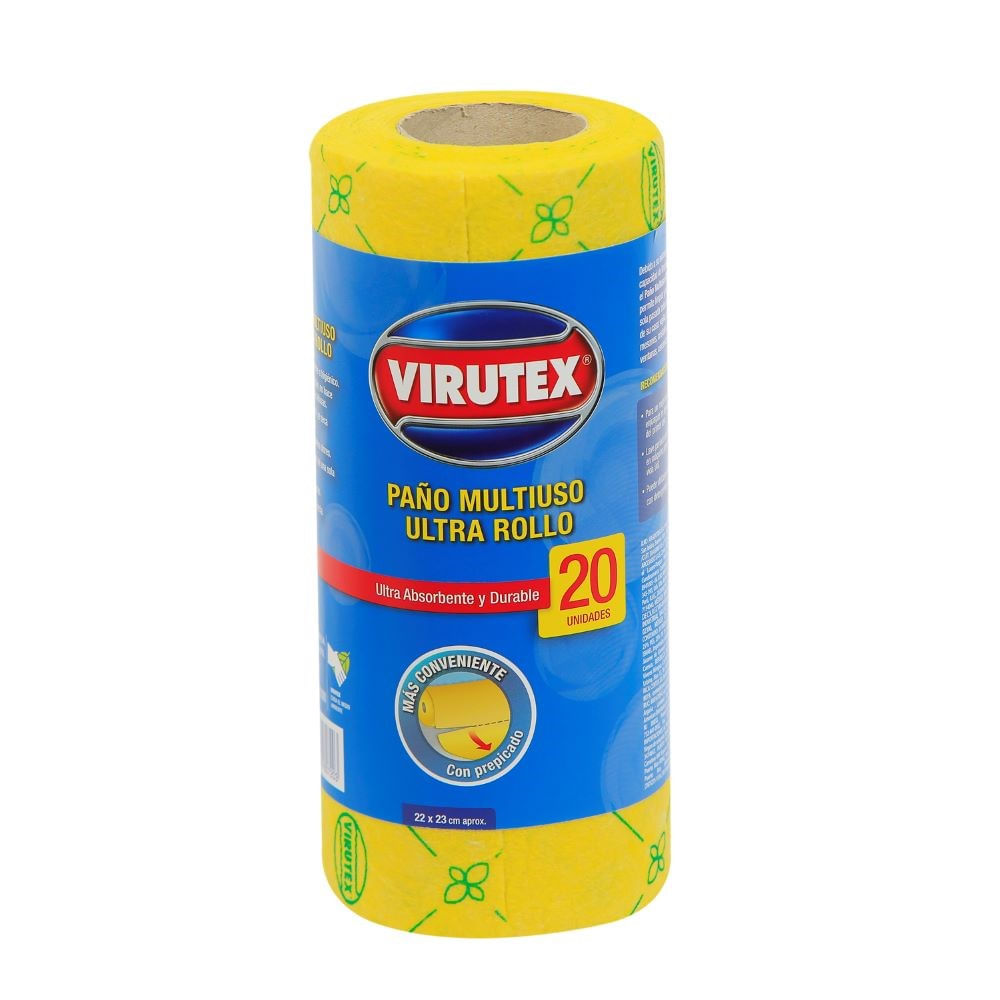 Paño multiuso Virutex ultra absorbente amarillo rollo 20 un