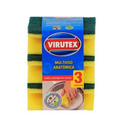 Esponja multiuso Virutex antibacterial acanalada 3 un