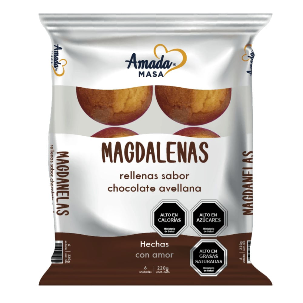Magdalenas Amada Masa rellenas sabor chocolate avellana 6 un