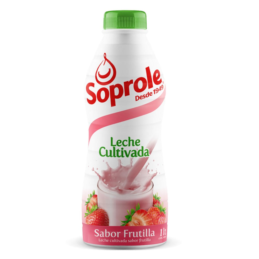 Leche cultivada Soprole sabor frutilla botella 1 L