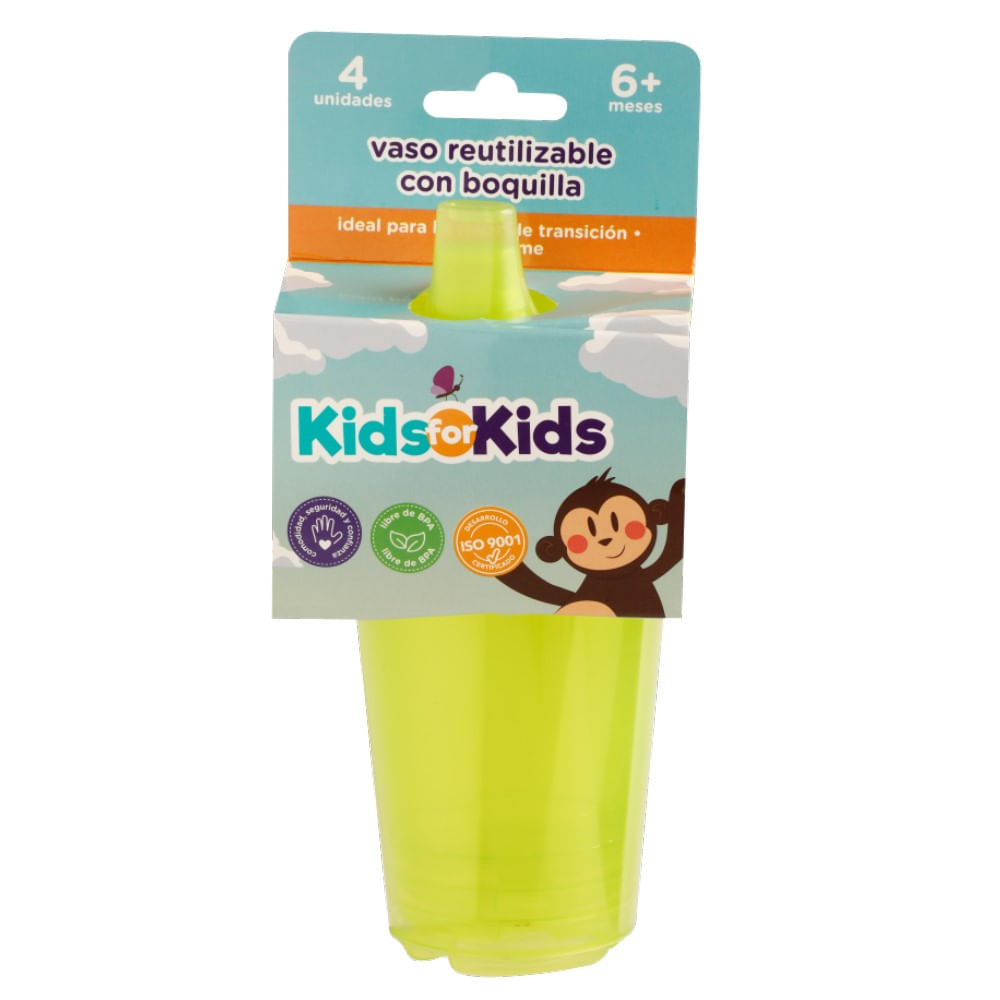 Vaso reutilizable Kids For Kids con boquilla 4 un
